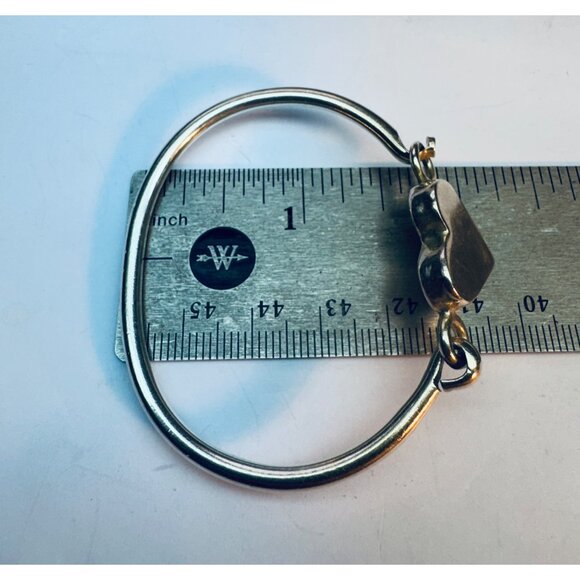 Estate Sterling Silver 925 Heart Bangle Bracelet, 6” Size Elegant Design, 14.78g - Picture 8 of 10